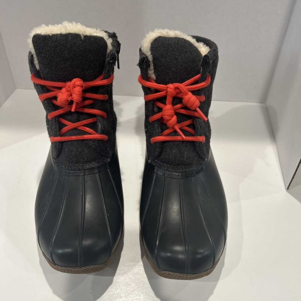 Sperry Topsider Women's Saltwater Waterproof  Fur Lined Boots Shoes‎ Black 8